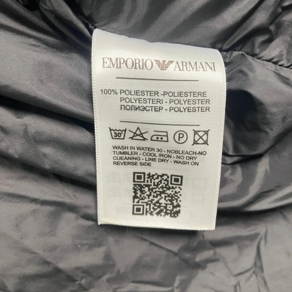 Emporio Armani Mens 3XL Puffer Wind Vest Gray Travel Quilted Packable Hooded